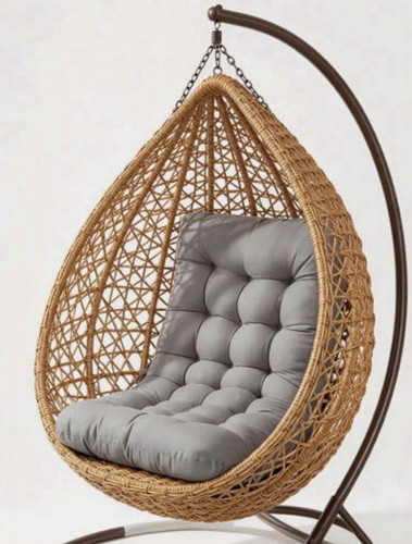 Grey tufted oval seat pad - grey,